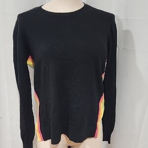 Elliott Lauren Black Top with Colorful Side Stripes
